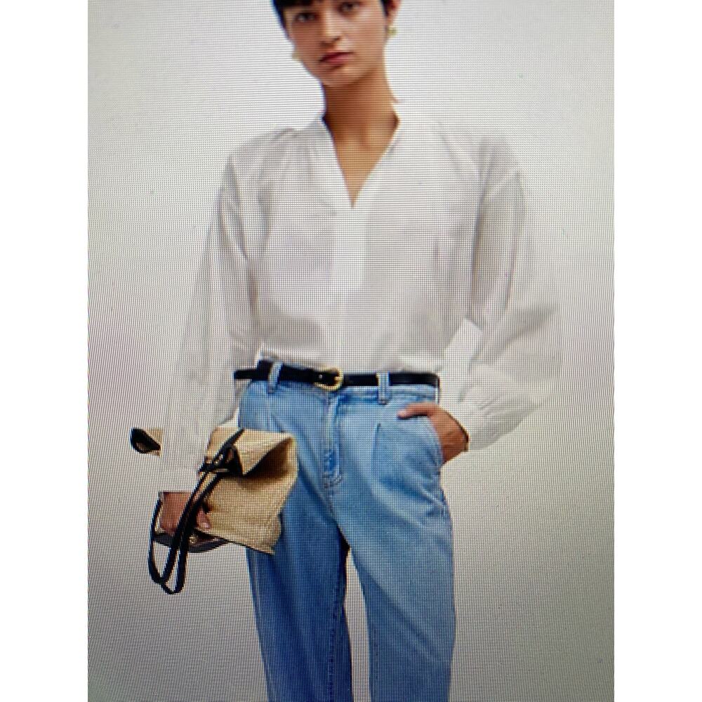 NWT Madewell shirred long sleeve top white med